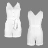Custom Specialized V-Neck Sleeveless Button Pocket Belt Romper