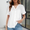 Custom Personalized V-Neck Button Short Sleeve Blouse Tops
