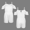 Custom Personalized Spaghetti Straps Cold Shoulder Elastic Waist Romper