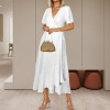 Custom Personalized V-Neck Wrap Ruffle Hem Split Maxi Dress