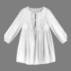 Custom Individualized Long Puff Sleeve Tie Front A Line Pleated Tunic Dress
