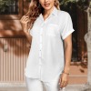 Custom Personalized Women's Short Sleeve Button Pocket Blouse Tops