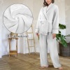 Custom Personalized Women's Long Sleeve Tie Waist Pocket Flannel Pajama Set