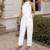 Custom Individualized Sleeveless Halterneck Tie Waist Jumpsuit