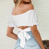 Custom Specialized Ruffle Puff Sleeve Tie Back Crop Top