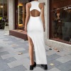 Custom Individualized Sleeveless Backless Hollow Slit Maxi Dress