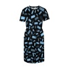 Round-Neck Drawstring Waist Pocket Dress