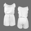 Custom Individualized Sleeveless Tie Shoulder Pocket Drawstring Romper