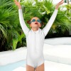 All-Over Print Girls' Long Sleeve Zip-Up One-Piece Swimsuit