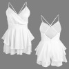 Custom Personalized V-Neck Cross Back Double Layered Ruffle Hem Romper