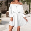 Custom Individualized Off Shoulder Backless Ruffle Sleeve Dress