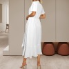 Custom Personalized V-Neck Wrap Ruffle Hem Split Maxi Dress