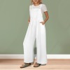 Custom Personalized Sleeveless Straps Pocket Wide Leg Jumpsuit