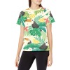 Women's All Over Print Crew Neck T-Shirt(T40-2) Collar solid color