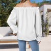Custom Specialized Off Shoulder Lantern Sleeve Ruffle Trim Blouse