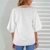Custom Individualized Women's Draped Neck Flare Sleeve Blouse
