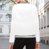 All-Over Print Women's Zip-Up Bomber Jacket with Striped Ribbed Trim