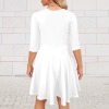 Women's 3/4 Sleeve Fit and Flare Midi Dress