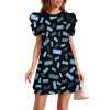 Round-Neck Puff-Sleeve Short-Sleeved Dress
