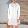 Custom Specialized Lapel Button Long Sleeve Pleated Shirt Dress