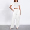 Custom Specialized Crew Neck Short Sleeve Crop Top &  Wide Leg Pants Set