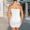 Custom Specialized V Neck Halterneck Backless Pleated Bodycon Dress