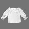 Custom Specialized Off Shoulder Lantern Sleeve Ruffle Trim Blouse