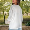 Women's Loose Chiffon V-Neck Puff Sleeve Blouse