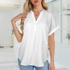 Custom Personalized Split V-Neck Short Sleeve Blouses Tops