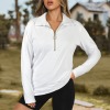 Custom Personalized Women's Lapel Half Zip Long Sleeve T-Shirt