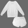 Custom Individualized Long Sleeve Button Collar Sweatshirt & Elastic Waist Pocket Shorts Set