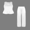 Custom Personalized Sleeveless Ruffle Hem Crop Top & Wide Leg Pants Set