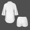 Custom Individualized V-Neck Long Sleeve Blouse & Pocket Shorts Set