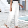 Custom Individualized Elastic High Waist Pockets Beam Feet Pants
