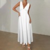 Custom Specialized Deep V-Neck Sleeveless High Waist Maxi Dress