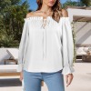Custom Specialized Off Shoulder Lantern Sleeve Ruffle Trim Blouse