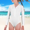 Girls' Long Sleeve Zipper One-Piece Swimsuit