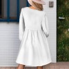 Custom Individualized Long Puff Sleeve Tie Front A Line Pleated Tunic Dress