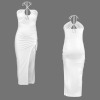 Custom Personalized Halter Drawstring Split Slimming Dress