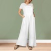 Custom Personalized Sleeveless Straps Pocket Wide Leg Jumpsuit