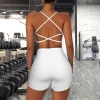 Custom Personalized Strappy Back Sports Bra & High Waist Shorts Sports Set