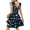 Square-Neck Ruffled Backless Dress