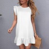 Custom Individualized Round Neck Ruched Sleeve Ruffle Hem Dress