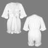 Custom Personalized V-Neck Ruffle Hem Knot Front Romper