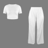 Custom Specialized Crew Neck Short Sleeve Crop Top &  Wide Leg Pants Set