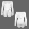 Custom Specialized Off Shoulder Long Sleeve Tie Waist Romper