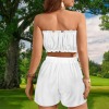 Custom Specialized Strapless Crop Tube Top & Drawstring Ruffle Hem Shorts Set