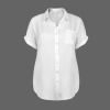 Custom Personalized Women's Short Sleeve Button Pocket Blouse Tops