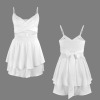 Custom Personalized Tie Back V Neck Twist Ruffle Hem Shorts Romper