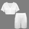 Custom Personalized Flutter Sleeve Crop Top & High Waist Shorts Set